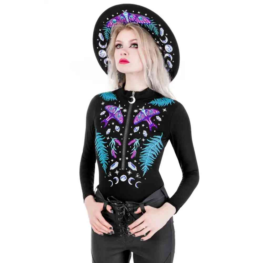 Restyle - Enchanted Forest Bodysuit - Zwart/Multicolours